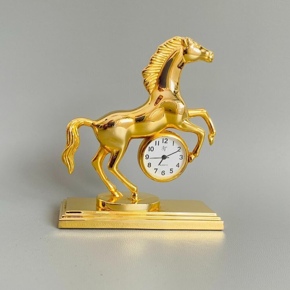 Brass Collectable VTG Miniature Carousel Horse Clock